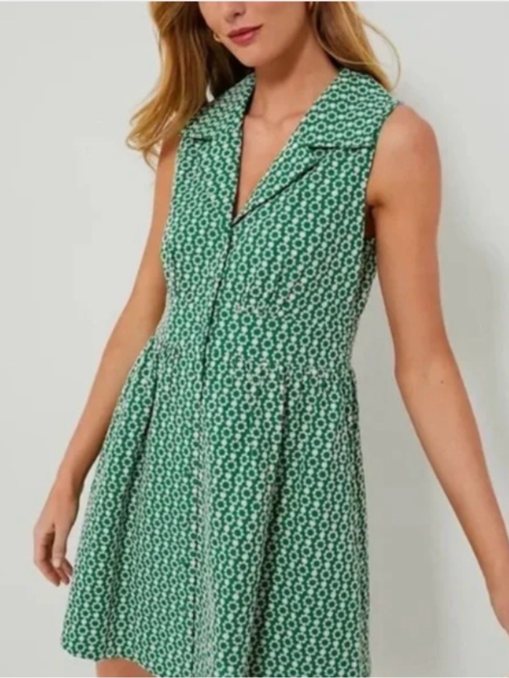Tuckernuck Pomander Place Green Floral Collared Mini Dress